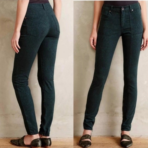 Pilcro & The Letterpress Damask Green Zip Ankle Crop Jean Anthropologie Women 26 - Picture 5 of 11